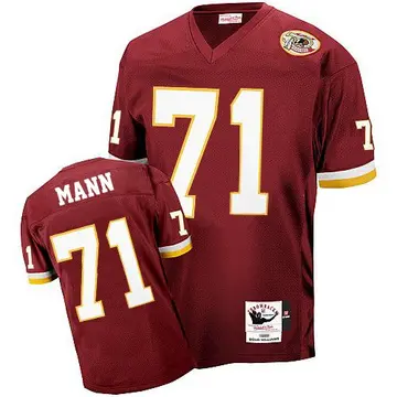 Men's Charles Mann Washington Commanders Authentic Red Burgundy With 50TH Patch Throwback Jersey