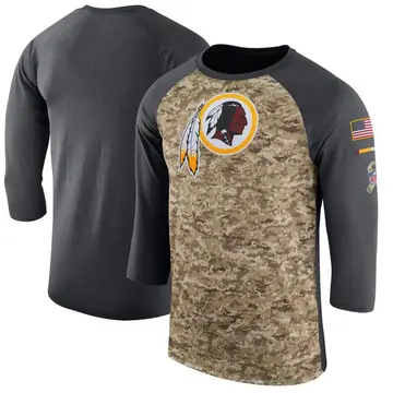 Men's Washington Commanders Legend Camo/Anthracite Salute to Service 2017 Sideline Performance Three-Quarter Sleeve T-Shirt