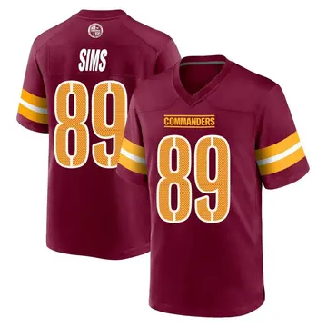 Youth Cam Sims Washington Commanders Game Burgundy Jersey