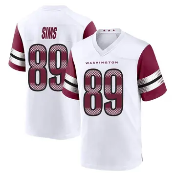 Youth Cam Sims Washington Commanders Game White Jersey